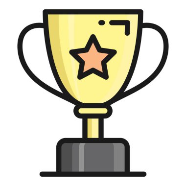 kupa vektörü düz simgesi, okul ve eğitim simgesi