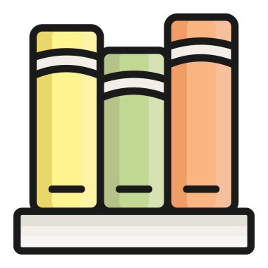 kitaplık raf düz simgesi, okul ve eğitim simgesi