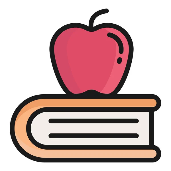 Apple Book Vector Flat Icon School Education Icon — Vetor de Stock