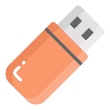 USB vektör düz simgesi, okul ve eğitim simgesi