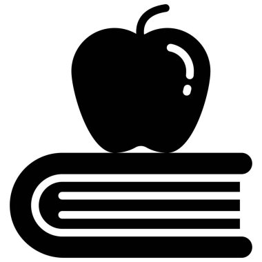 Apple on book vektör simgesi, okul ve eğitim simgesi
