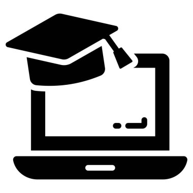 çevrimiçi çalışma vektör simgesi, okul ve eğitim simgesi