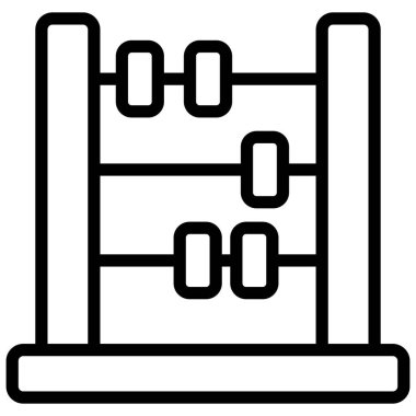 abaküs vektör çizgisi simgesi, okul ve eğitim simgesi