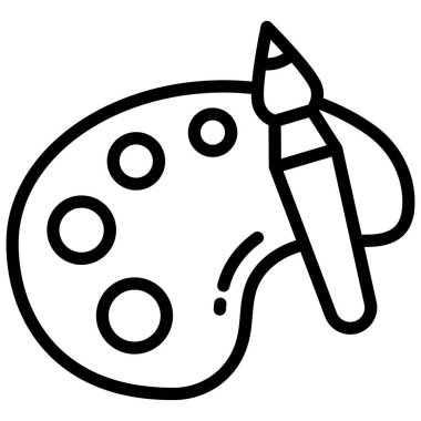 boya paleti vektör çizgisi simgesi, okul ve eğitim simgesi