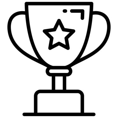 kupa vektör çizgisi simgesi, okul ve eğitim simgesi