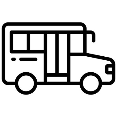 okul van vektör çizgisi simgesi, okul ve eğitim simgesi