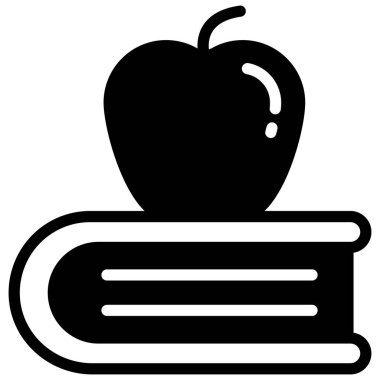 Elma kitap vektörü simgesi, okul ve eğitim simgesi