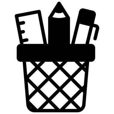 Kalem kovası vektör simgesi, okul ve eğitim simgesi