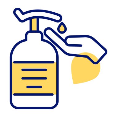 Hand with sanitizer bottle vector design in modern style