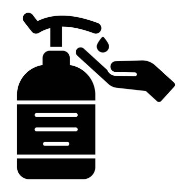 Hand with sanitizer bottle vector design in modern style