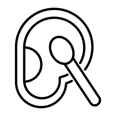 Ear with cotton swab vector design in trendy style, cleaning concept