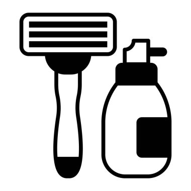 Razor with shaving cream vector design, mens salon product