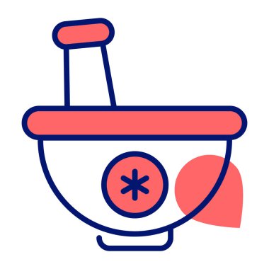 Mortar pestle with medical sign, trendy icon design of pharmacy tools for grinding medicine