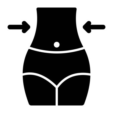 Inward arrow and belly showing concept of weigh loss vector, editable icon