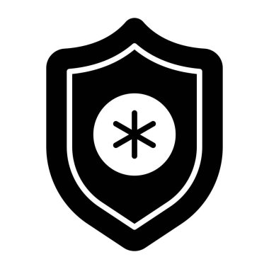 Medical protection icon, safety shield having medical sign vector