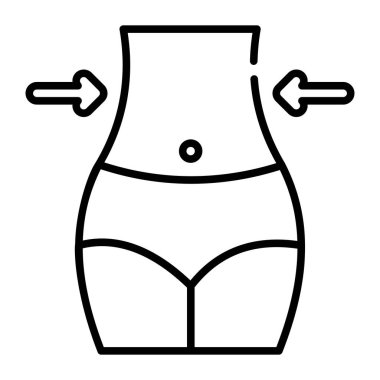 Inward arrow and belly showing concept of weigh loss vector, editable icon