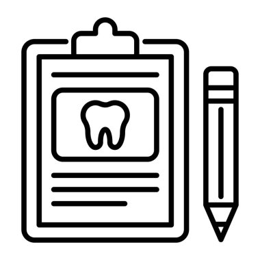 Clipboard inside tooth with pencil concept of dental report, healthcare and checkup