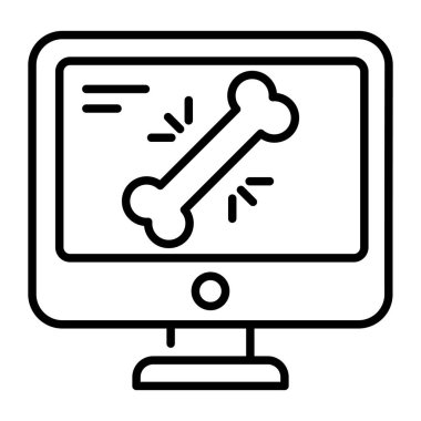 Bone inside monitor concept of radiology vector, x-ray icon