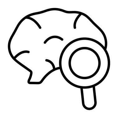 Brain with magnifier vector concept of brain checkup icon