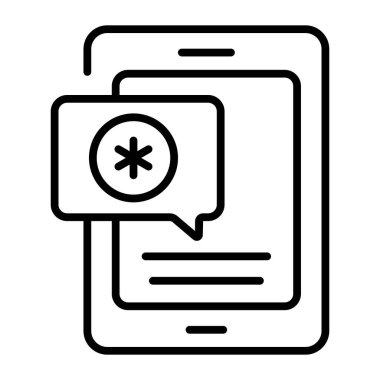 Mobile with chat bubble having medical sign, icon of medical chat