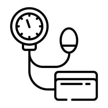Well design icon of bp apparatus, sphygmomanometer vector