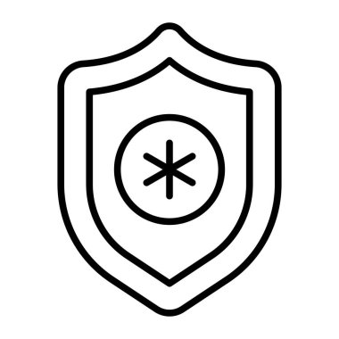 Medical protection icon, safety shield having medical sign vector