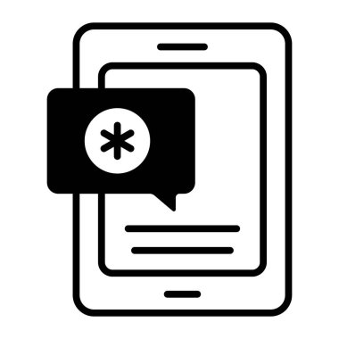 Mobile with chat bubble having medical sign, icon of medical chat