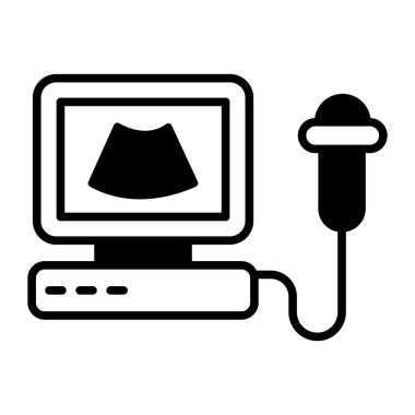 Ultrasound machine vector icon in trendy style, medical device