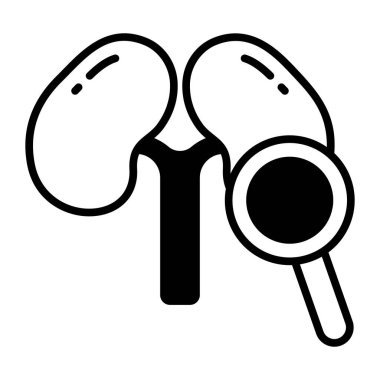 Magnifier in front of kidneys showing concept of health checkup
