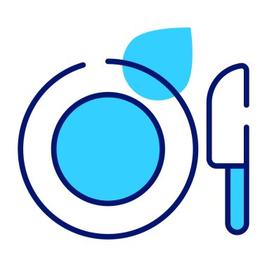 Knife and plate vector, well design icon of dining