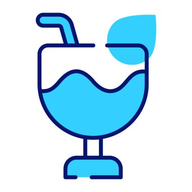 A glass having drink with straw denoting drink glass vector