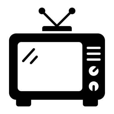 An icon of retro television, vintage tv in editable style