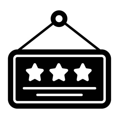 Three stars on hanging board vector, hotel ranking icon