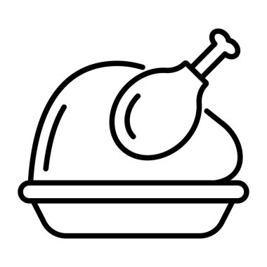 An icon of roasted chicken turkey, vector design of chicken bbq in trendy style