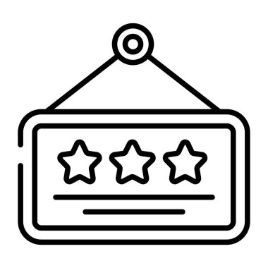 Three stars on hanging board vector, hotel ranking icon