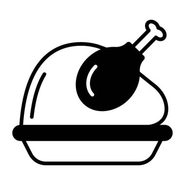 An icon of roasted chicken turkey, vector design of chicken bbq in trendy style
