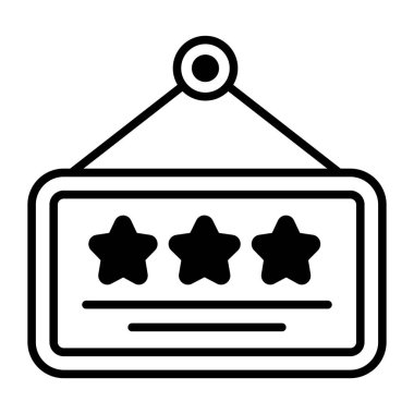Three stars on hanging board vector, hotel ranking icon