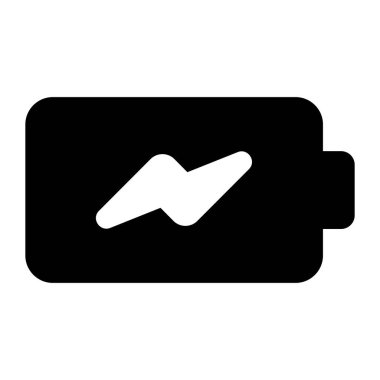 Battery charging vector design in solid style, power icon