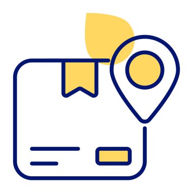 Parcel with map pin denoting icon of delivery location