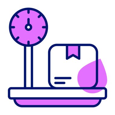 Machine measuring weight of carton, an icon of weight scale