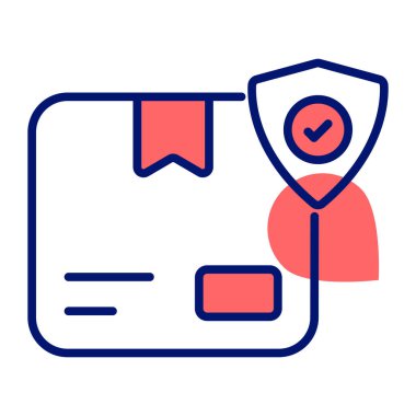 Shield with cardboard icon of safe delivery in modern design