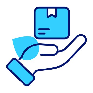 Hand with package depict the delivery service icon for premium use