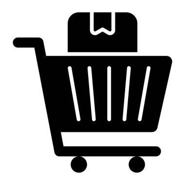 Parcel in trolley, trendy vector of delivery cart