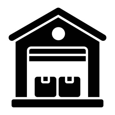 Warehouse having cardboards concept of store room vector