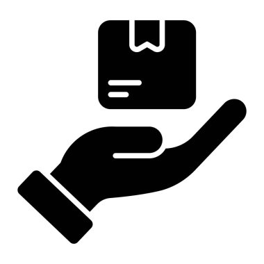 Hand with package depict the delivery service icon for premium use
