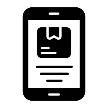 Package box insider the mobile denoging delivery status vector