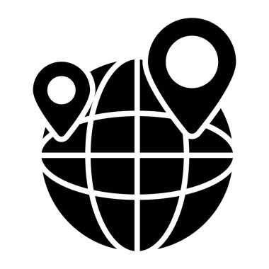 World globe with map pointer symbolizing global location vector