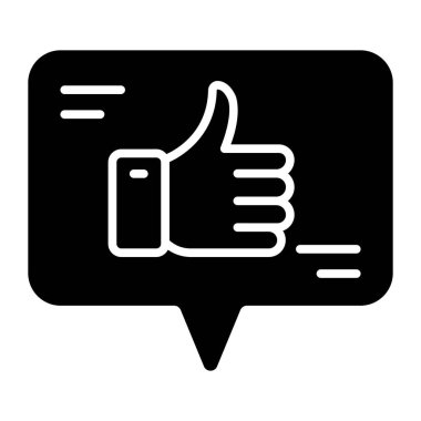A thumbs up hand inside the chat bubble vector of feedback