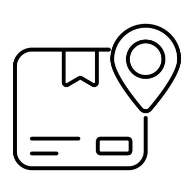 Parcel with map pin denoting icon of delivery location