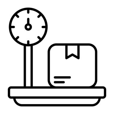 Machine measuring weight of carton, an icon of weight scale